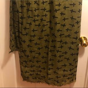 Olive Green Black Cross Scarf